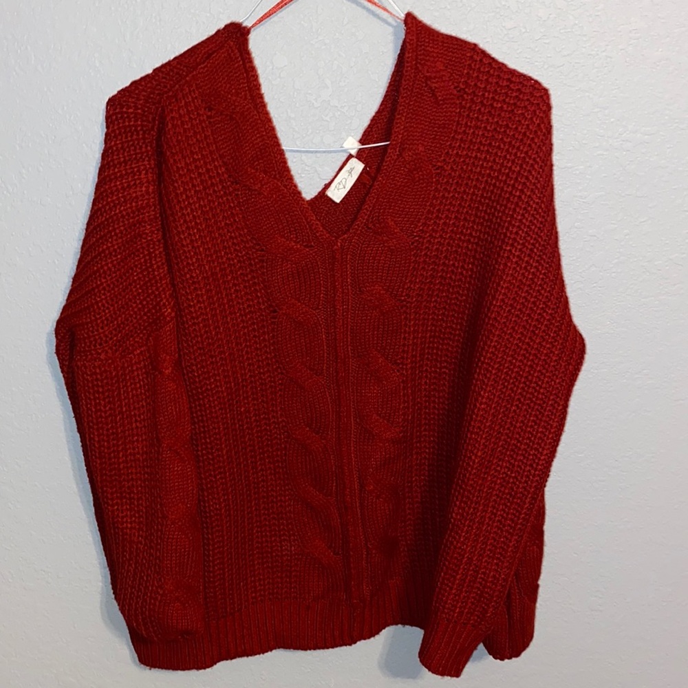 Red V Neck Sweater